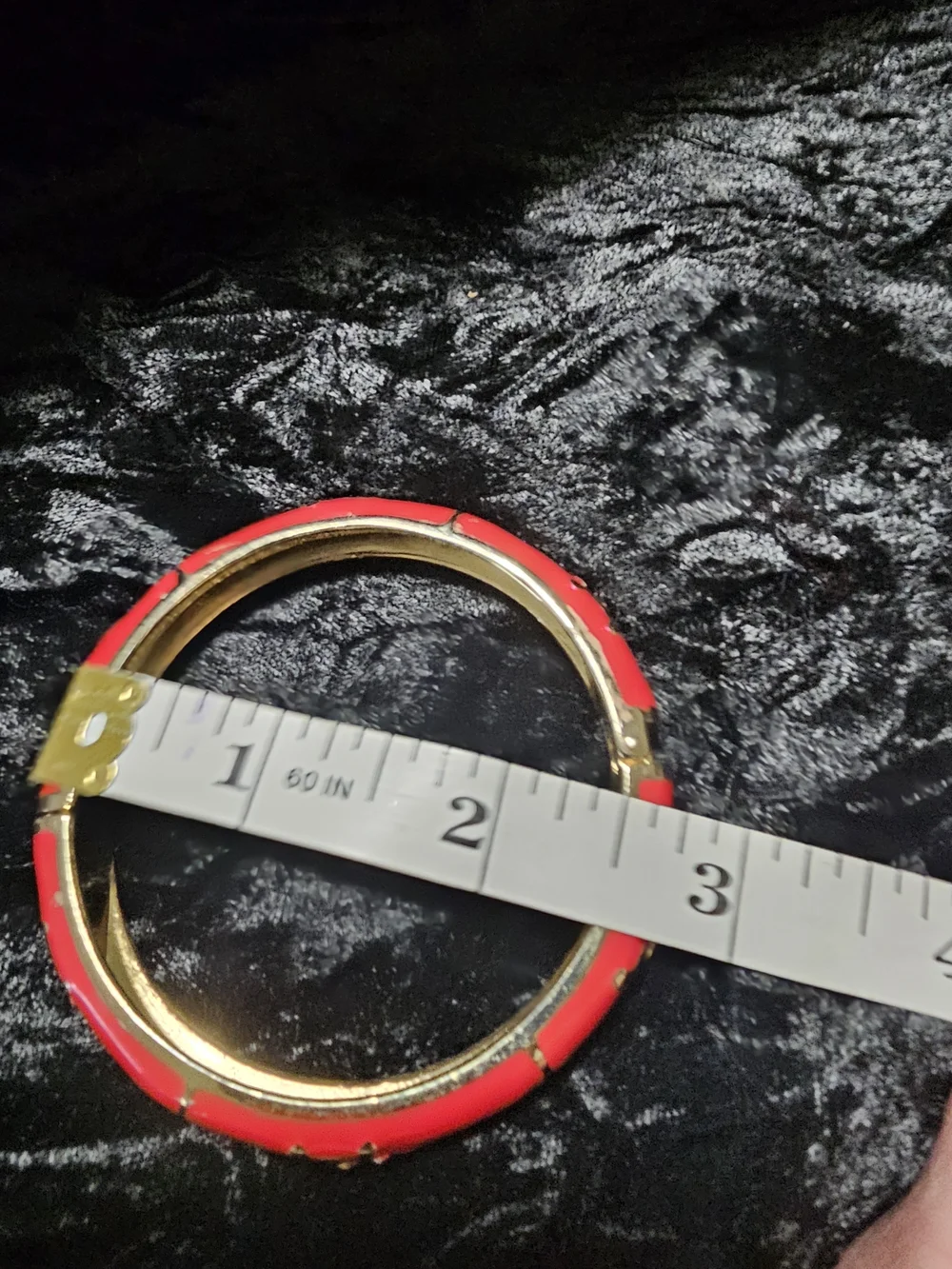 Red Gold-Tone Elephant Motif Enamel Bangle Bracelet